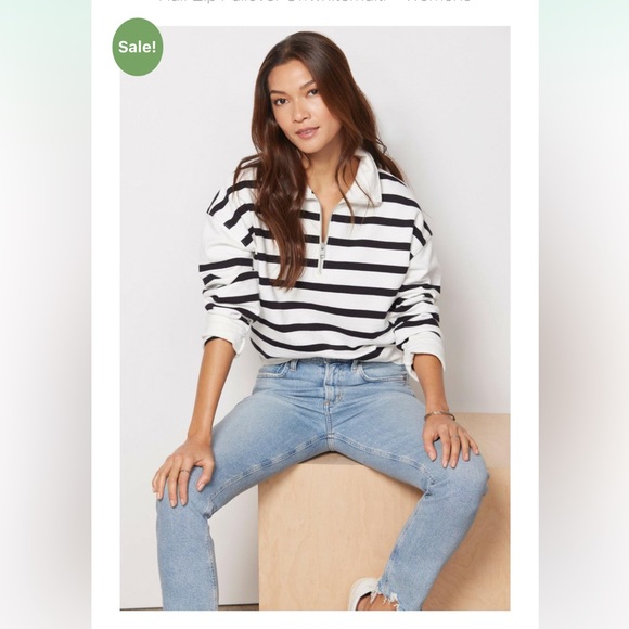 FRAME striped half-up pullover - Picture 2 of 8